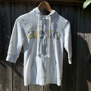 White Aeropostale quarter sleeve Hoodie with Gold Accents